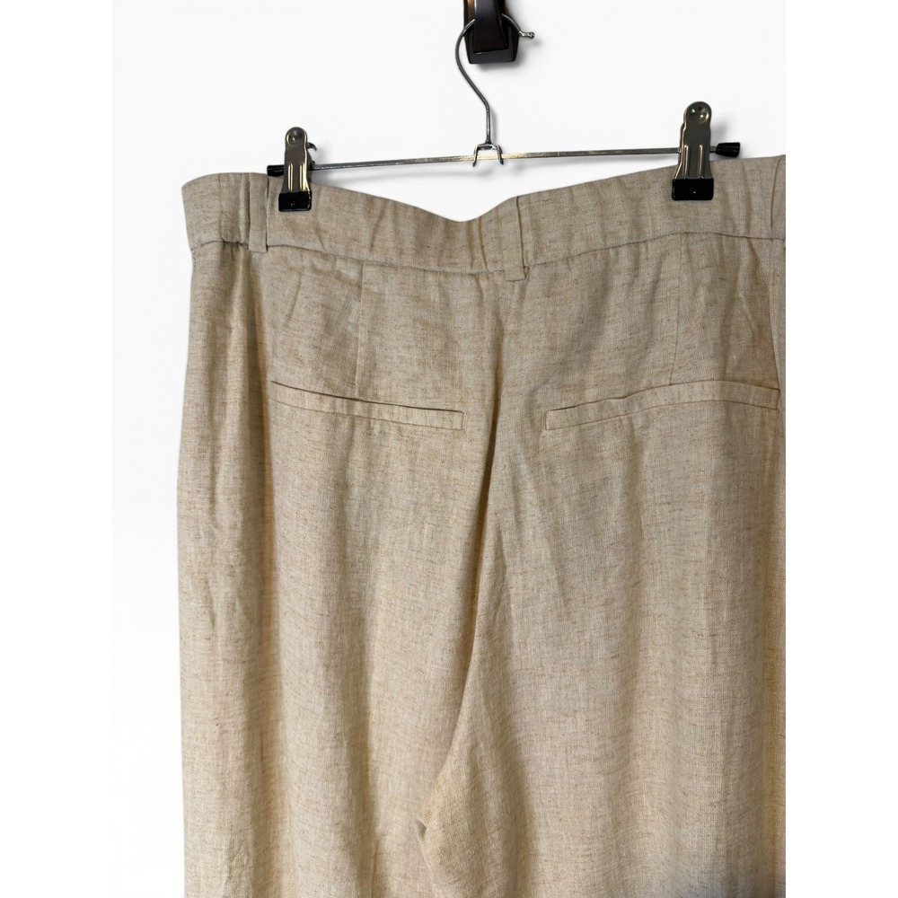 Abercrombie & Fitch Curve Love Sloane Linen Tailored Wide Leg Pant 14R Beige - Picture 5 of 8